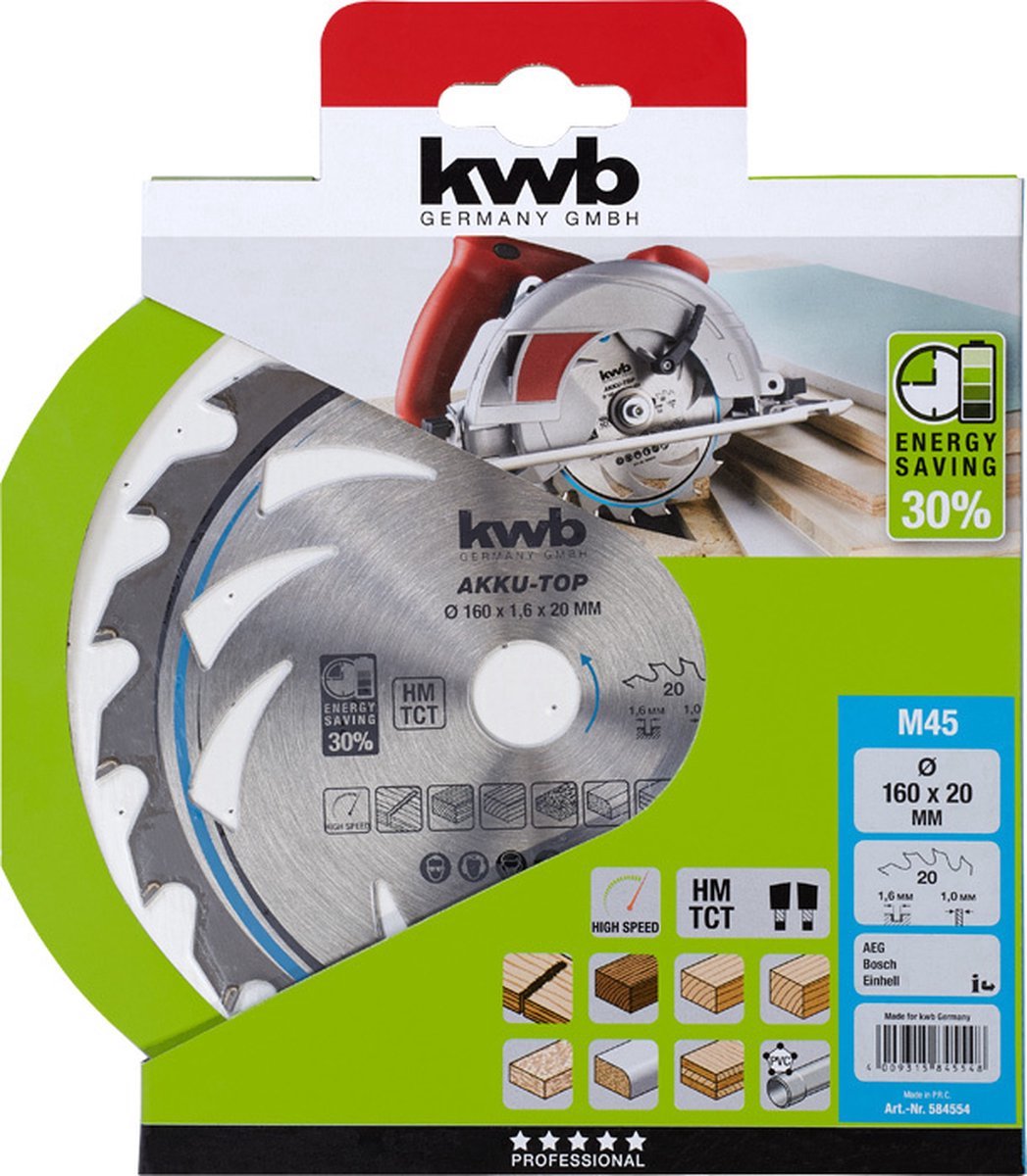 KWB Dun zagend Cirkelzaagblad, met hardmetaal versterkt 160mm thumbnail 2