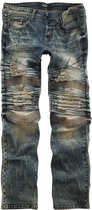 Jean biker bleu Rock Rebel by EMP avec délavage individuel Homme - W34L32