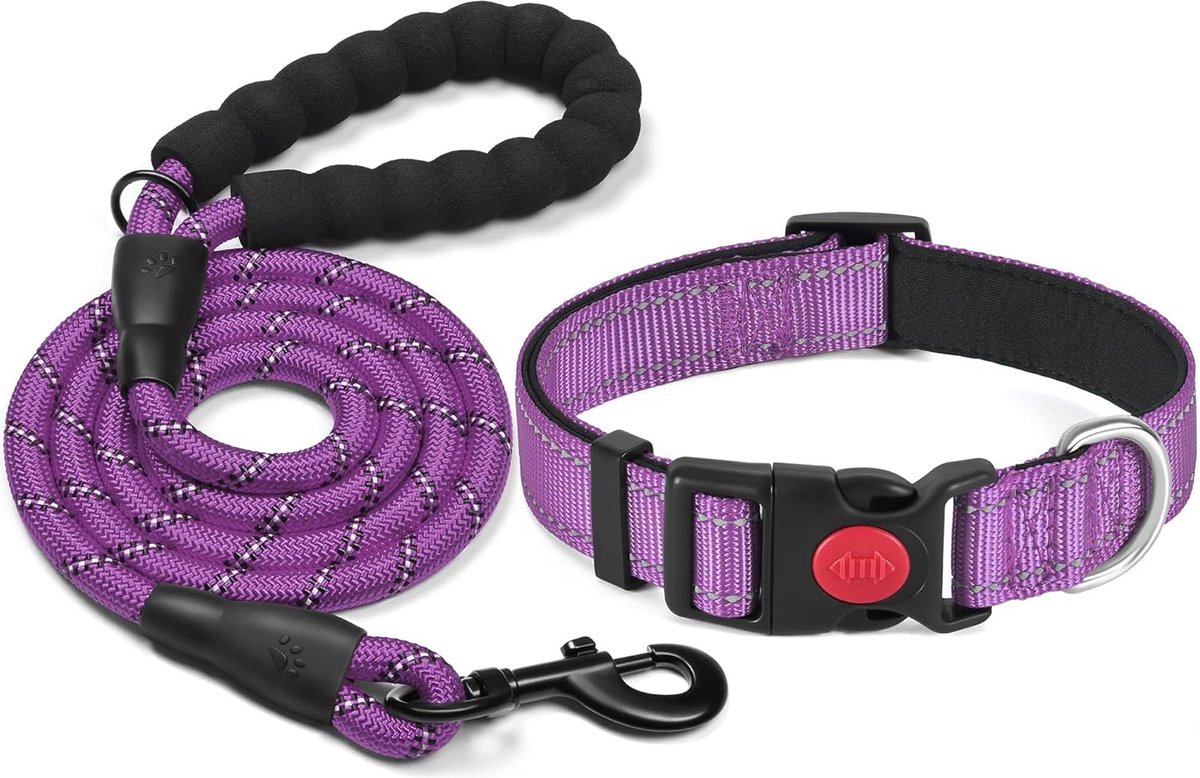 JGS ® Hondenhalsband gevoerd met zacht neopreen, ademend, verstelbaar nylon halsbanden voor kleine, middelgrote honden