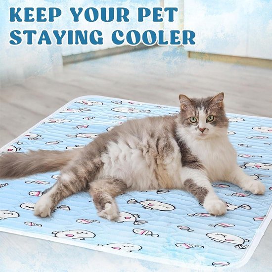 Navaris cooling mat for dogs and cats - 81 x 96 x 0,5 - Without liquid gel - Leak-proof - Cooling mat for cats and dogs - Pets cooling mat - Blue