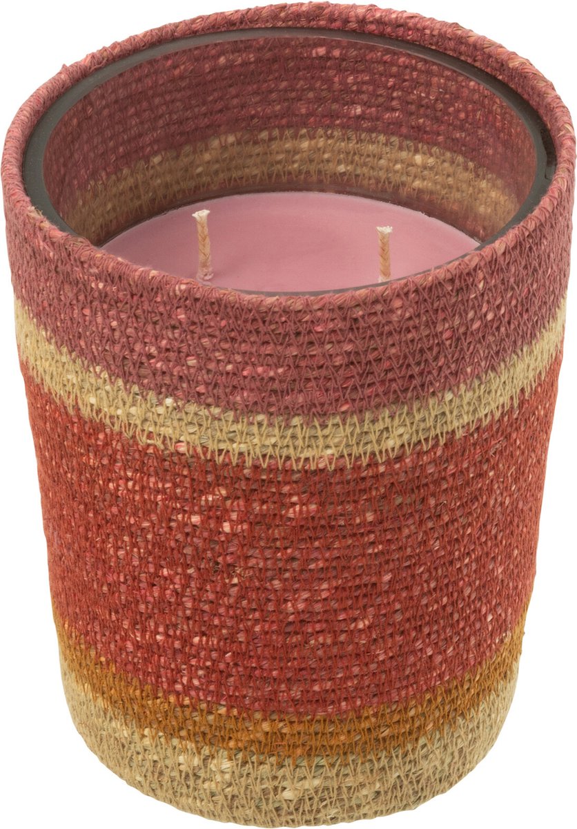 J-Line geurkaars Mand - Tender Rose - glas - bordeaux - medium - 55U Multi