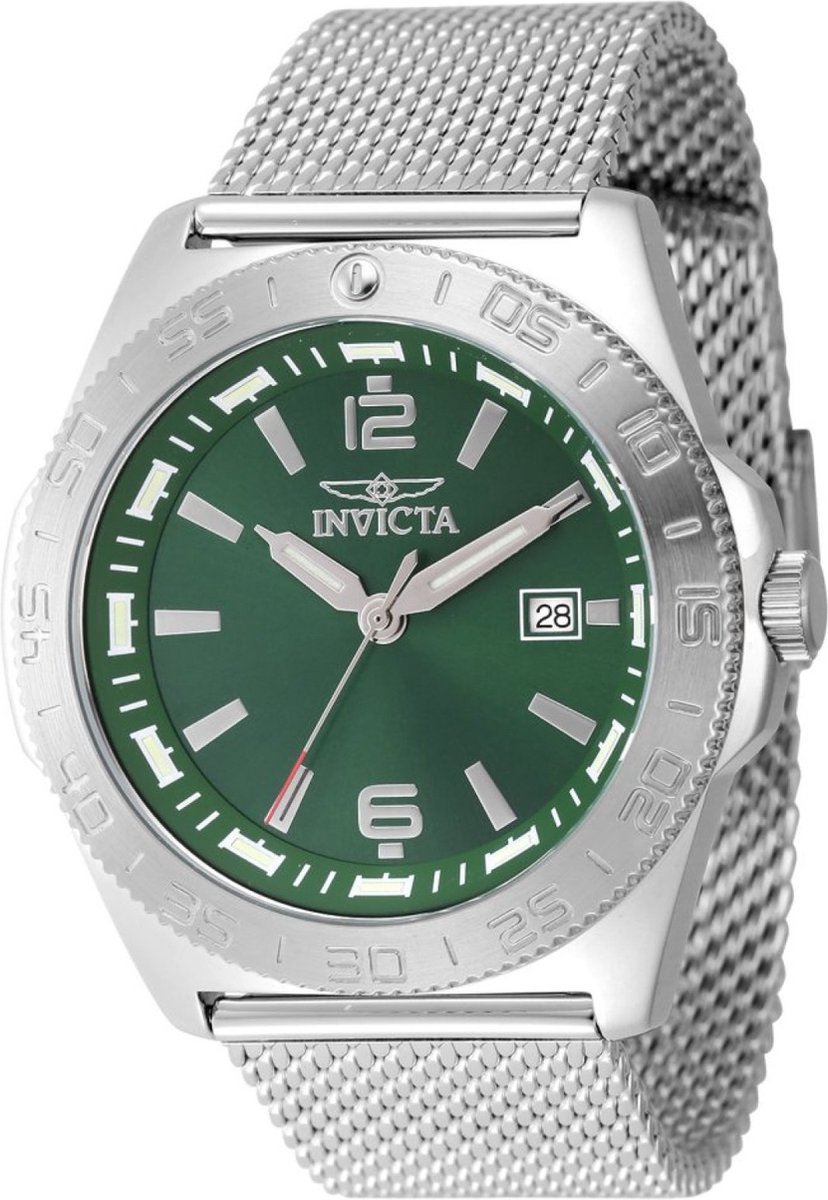 Invicta Coalition Forces 48348 Heren Horloge - Waterdicht - Analoog - Quartz Uurwerk - Roestvrij Staal met groene Wijzerplaat - 45mm