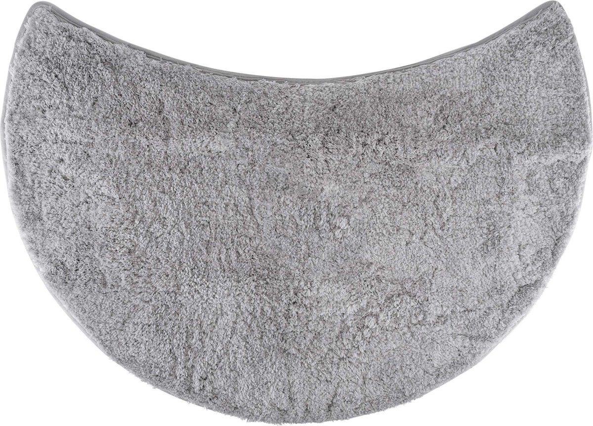 La'Moussawi ® Zachte Hoogpolige Douchemat van Microvezel voor Ronde Douches, Antislip, Grijs, 55 cm Radius