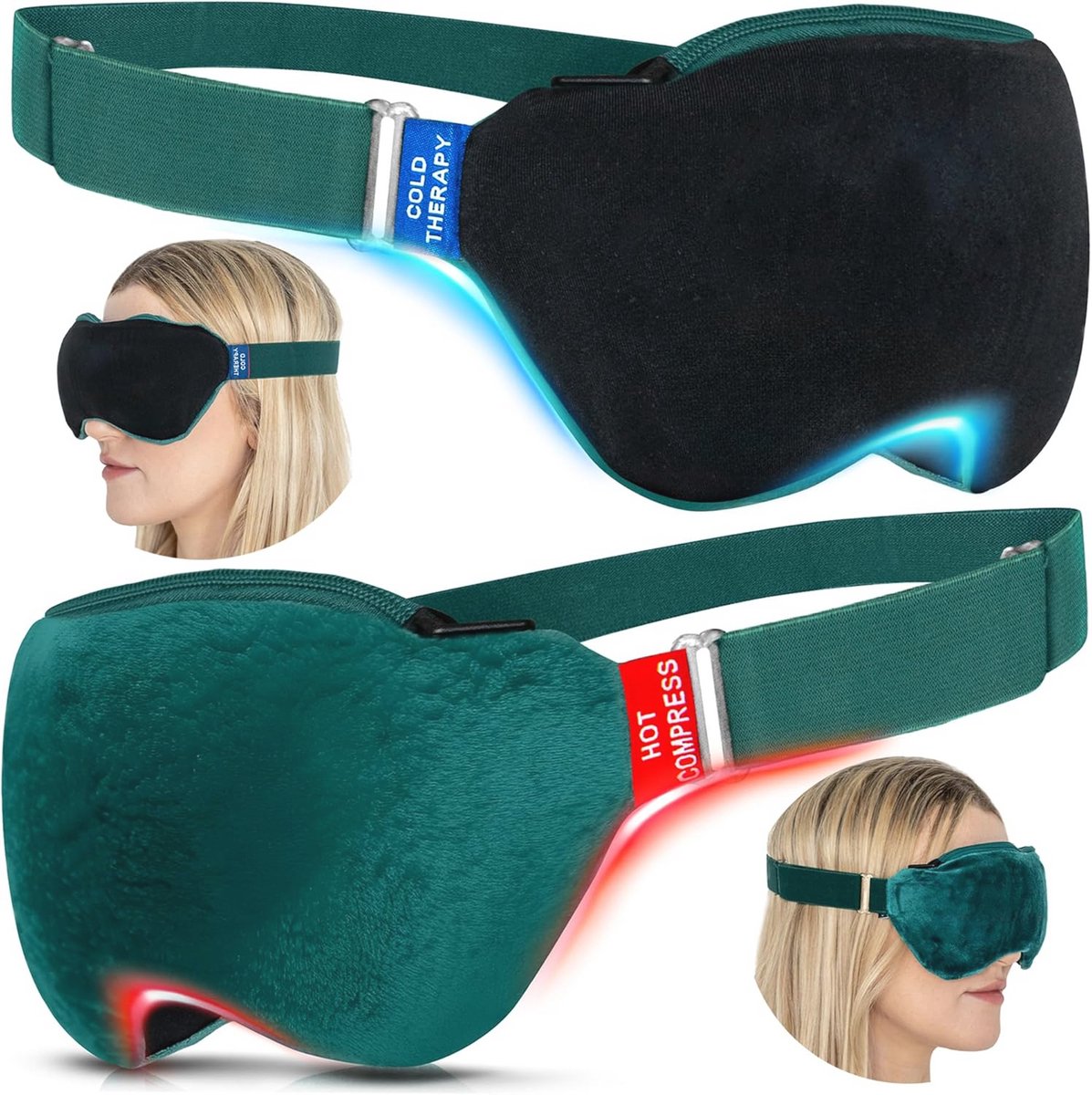 Verwarmd Oogmasker - 2-in-1 Warmte- en Koudetherapie - Oogkompres Tegen Droge Ogen & Migraine - Koelmasker Tegen Wallen & Blefaritis - Herbruikbaar Slaapmasker Met Gelkralen - Comfortabel & Verstelbaar Oogmasker - Zacht Ontspannend Gelmasker