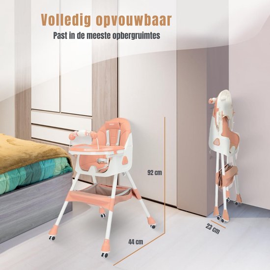 Zylo® Kinder Eetstoel - Baby Eetstoel - Kinderstoel Baby - 25x44x92 - Roze van Zylo — afbeelding 2