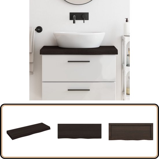 VidaXL Wastafelblad 40x60x2 Cm Behandeld Massief Hou Donkergrijs 731905189