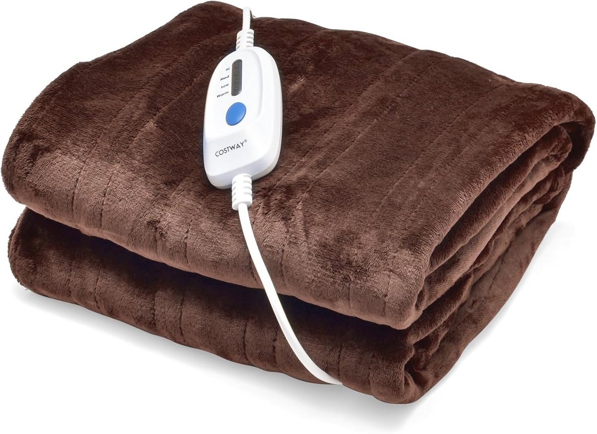 Elektrische Deken 130 x 180 cm met Automatische Uitschakeling en 4 Temperatuurniveaus - Knuffeldeken voor Warme Winternachten