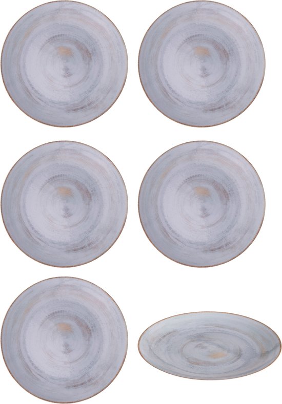 Hazel & Bos Juntos Madera dinerbord - 27 cm - set van 6 stuks - porselein
