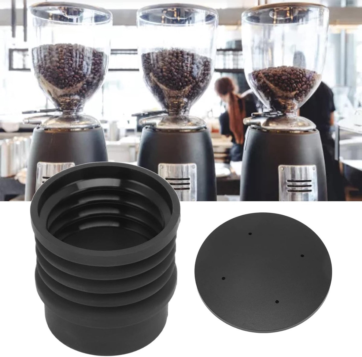 Koffiemolen Bonenbak en Reinigingsgereedschap Siliconen Hopper voor Efficiënte Koffiebereiding