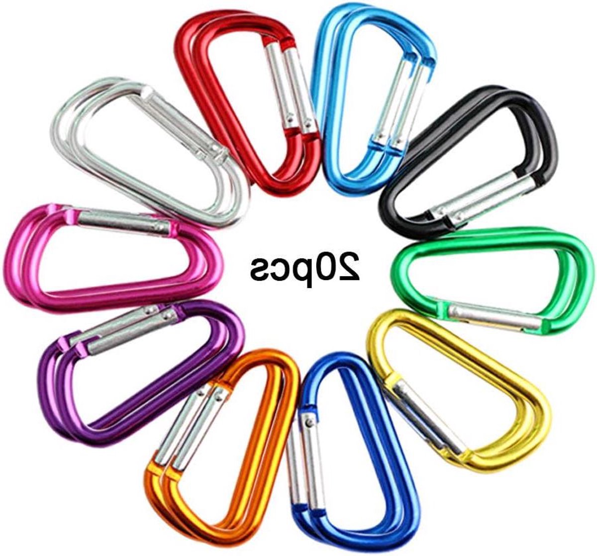 Premium Aluminium Multifunctionele Karabijnhaken - Sleutelhanger - 20 Stuks - Mini 5cm