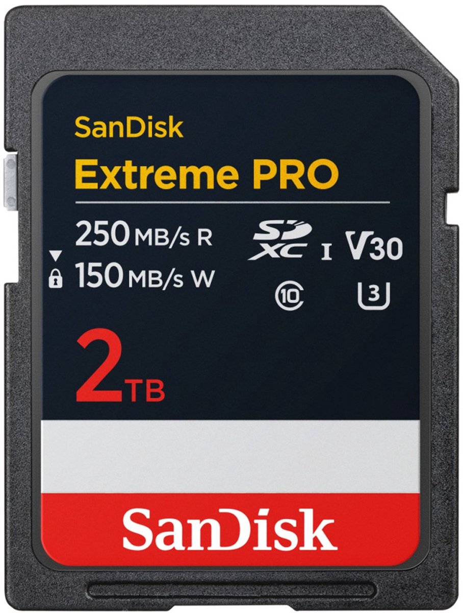 Sandisk 2TB SDXC Extreme Pro UHS-I U3 V30 250MB/s (2024) geheugenkaart