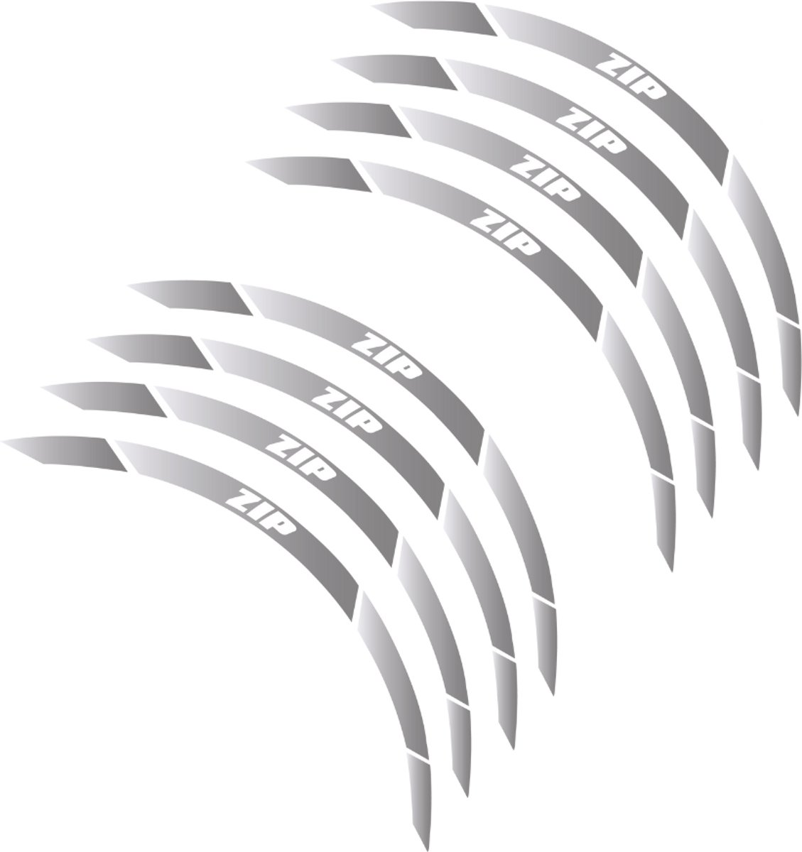 Velgstickers 10 Inch Velg 8 Stuks Piaggio Zip - Brush Zilver