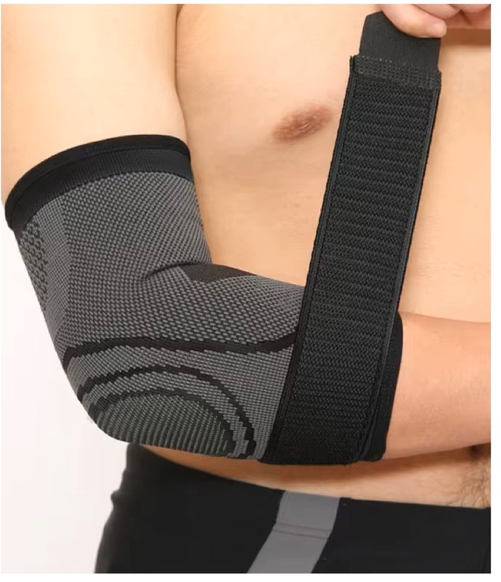 Inuk - Elleboogbrace - Met Strap - Zwart - Maat L