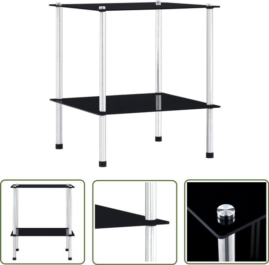 vidaXL Armoire - 2 couches - Glas trempé - Vitrine Zwart - Armoire en Verres - Vitrine - Armoire de rangement - Accessoires de maison - Accessoires d'intérieur - Moderne - Minimaliste - Industriel