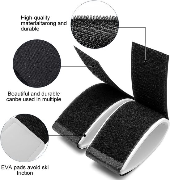 Lot De 4 Attaches Réglables Pour Skis - Sangles En Nylon Avec Coussinets EVA, Protection Transport Ski/snowboard - 9
