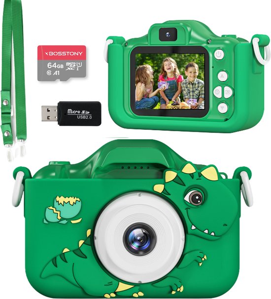 Bosstony Kindercamera 64 GB - BPA vrij - 48 Megapixel - Fototoestel voor Kinderen - Digitale Kindercamera - Kids Camera - Kinder Camera