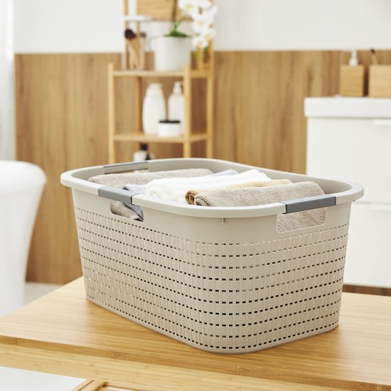 Rotho Jona Wasmand 39L Jona, kunststof (PP gerecycled), wit, 39 l (56,6 x 38,5 x 23,3 cm
