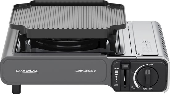 Campingaz Camp Bistro 3 Griddle Combo camping kooktoestel – 1 pits gas kooktoestel 2200 Watt – met pandragers en bakplaat
