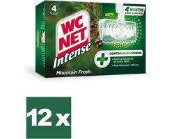 WC Net Intense Toiletblokjes Mountain Fresh - 3 x 4 stuks - Hygiëne - Anti-Kalk - Voordeelverpakking