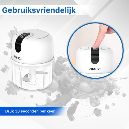 Mini Hakmolen Elektrisch - 250ML - Foodprocessor - Groentesnijder - USB Oplaadbaar - Portable Chopper - Blender - Keukenmachine - Draadloos van Easyvoor — afbeelding 5