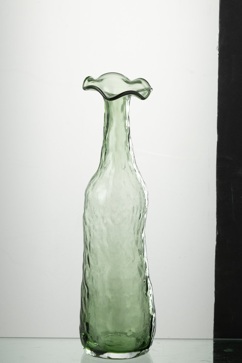J-Line vaas Openbloeien - glas - groen - medium - 33 cm hoog
