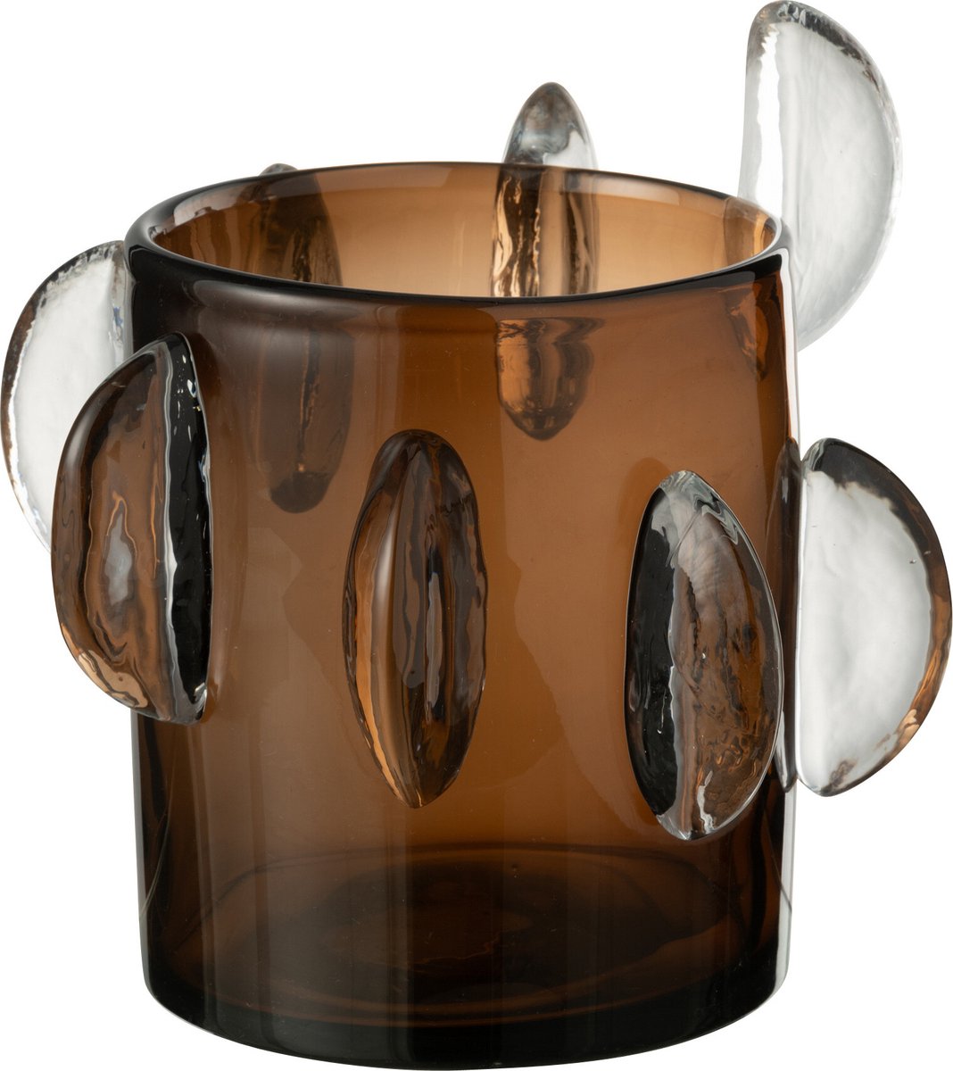 J-Line vaas Steggy Laag - glas - bruin - Ø 25 cm