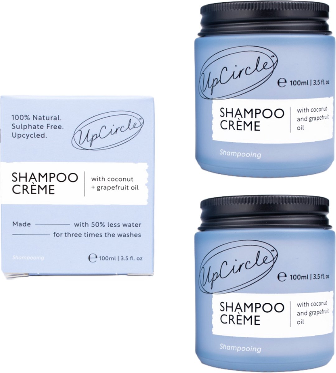 UpCircle Shampoo Crème - 100% Biologische - Overgebleven roze bessen - Kokosnoot - Grapefruit olie - Voor Alle Haartypes - 2 x 100 ML