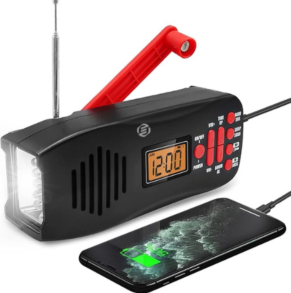 Equivera Noodradio - Noodradio - Emergency Radio - Survival Radio - Oorlog Radio - Radio voor Rampen - Draagbare Radio - AM/FM-Radio - Oplaadbare Batterij - Noodlader Telefoon