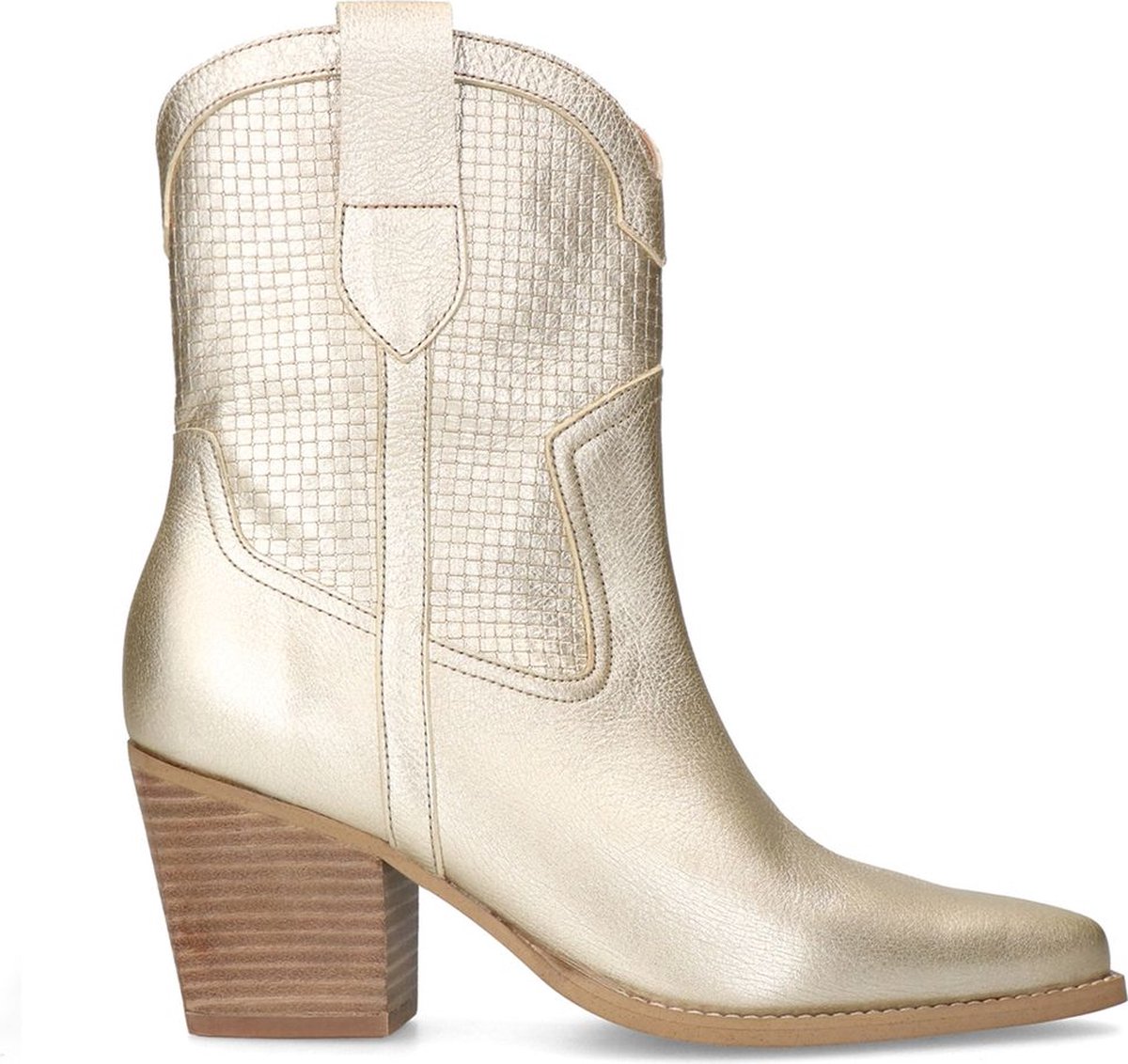Manfield - Dames - Goudkleurige leren cowboylaarzen - Maat 36