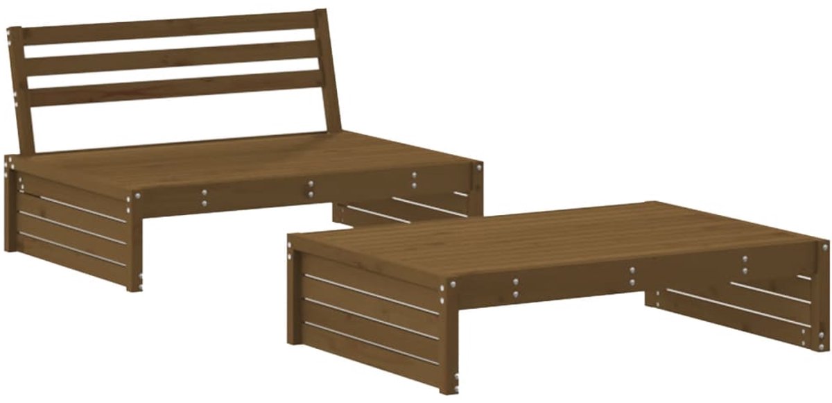 The Living Store 2-delige Loungeset massief grenenhout honingbruin - Loungeset - Tuinmeubels - Lounge Set - Hout - Grenenhout