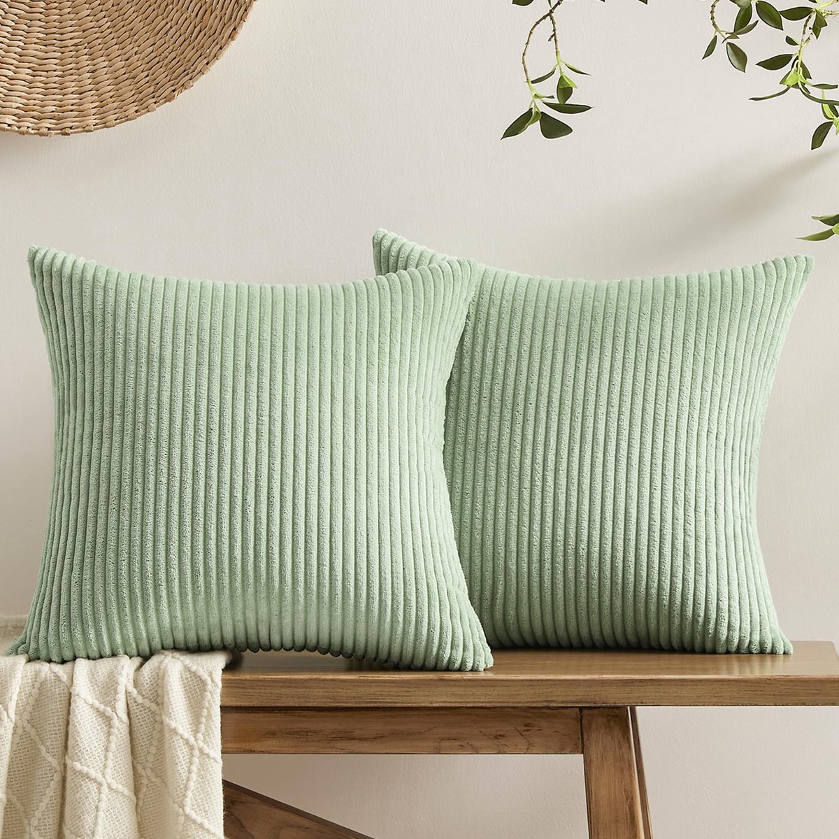 My Ninki ® Fluweelzachte Decoratieve Kussenslopen 50 x 50 cm Groen Set van 2 voor Huis en Tuin