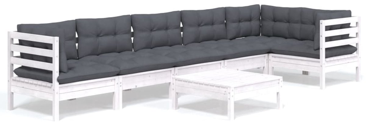 The Living Store 7-delige Loungeset met kussens grenenhout wit - Tuinlounge - Lounge Set - Loungebank - Tuinset - Buitendining The Living Store 7-delige Loungeset met kussens grenenhout wit - Tuinlounge - Lounge Set - Loungebank - Tuinset - Buitendining - Afbeelding 1