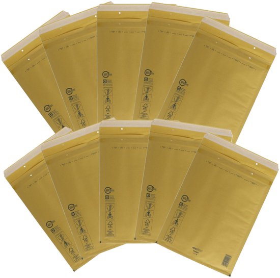 Lot de 10 enveloppes à bulles/coussins d'air - marron - 22 x 26 cm - Enveloppes à bulles