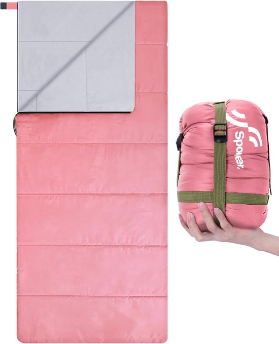 Slaapzak zomerslaapzak: Sportneer 190 × 85 cm slaapzak zomer draagbaar licht waterdicht slaapzak met compressiezak voor kamperen, backpacken