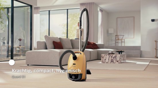 Miele Guard S1 stofzuiger met zak 890W Sunsetgeel Compact model met ComfortFit filtersysteem en Dynamic Drive