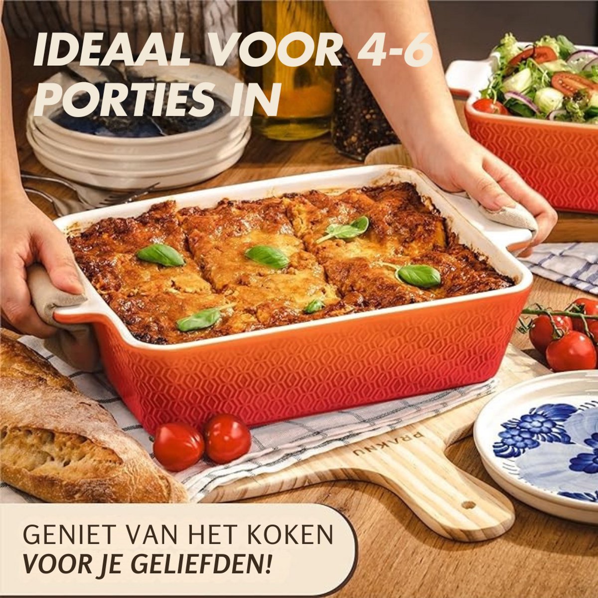 2 stuks keramische ovenschaal, lasagnevorm, 23,2 x 14,2 x 4,5 cm