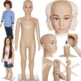 tectake® Etalagepop "Kind" - Demonteerbaar, Hoofd Draai- en Kantelbaar, Beweeglijke Armen, Met Glazen Plaat en Pin, 110 cm