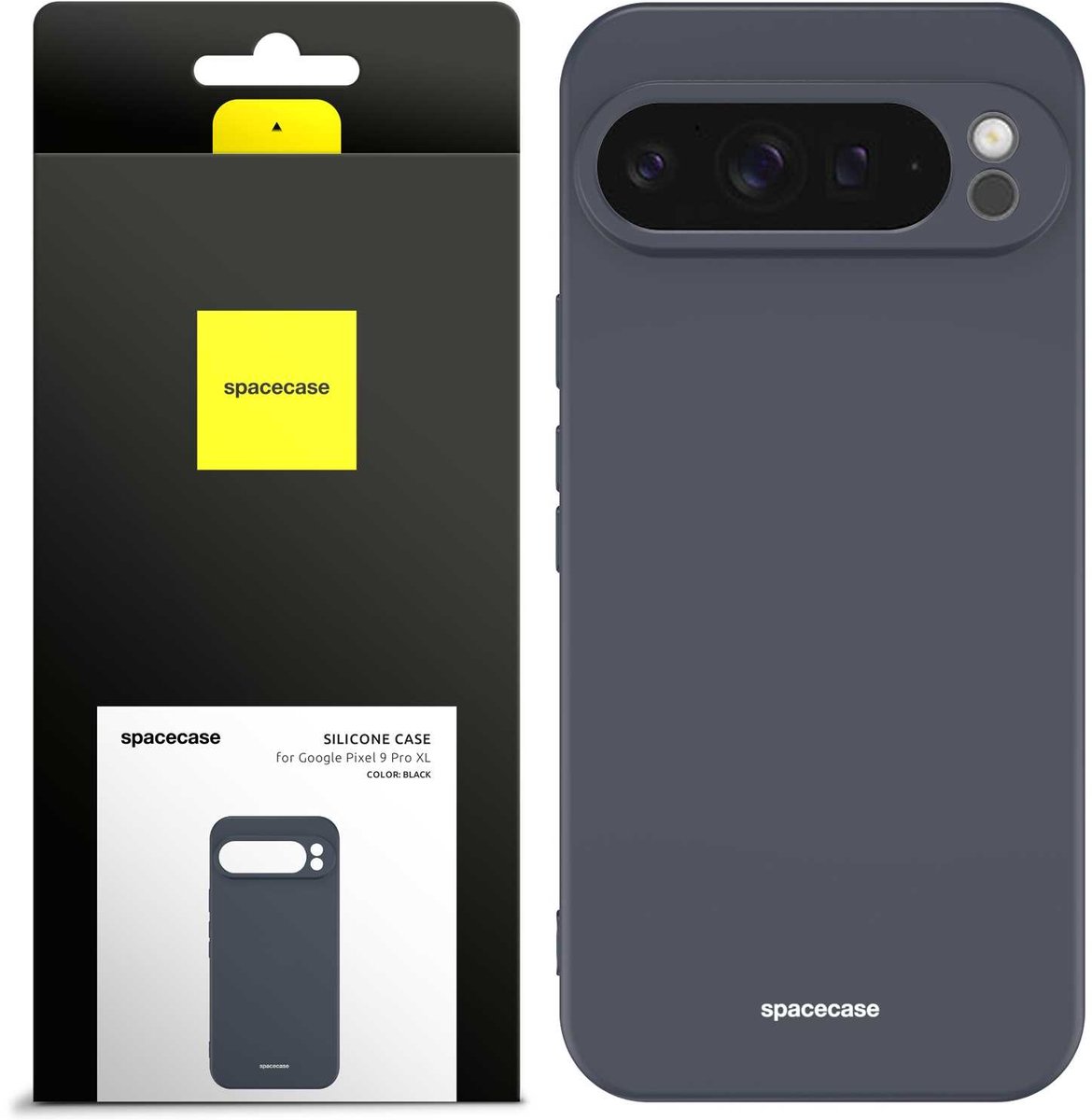 Spacecase Siliconen Case Cover Voor Google Pixel 9 Pro Xl Zwart