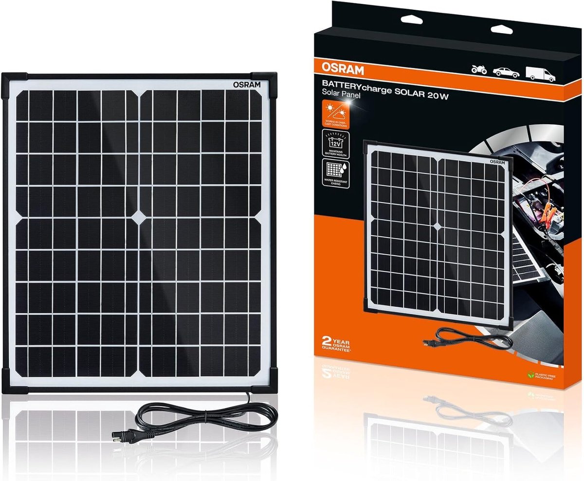Zonnepaneel 20W voor Batterijonderhoud - Waterdicht, 12V Opladen, Anti-Omgekeerde Polariteit