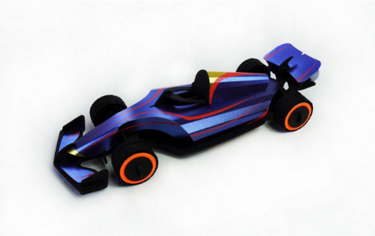 Assembli papieren raceauto octaan blauw