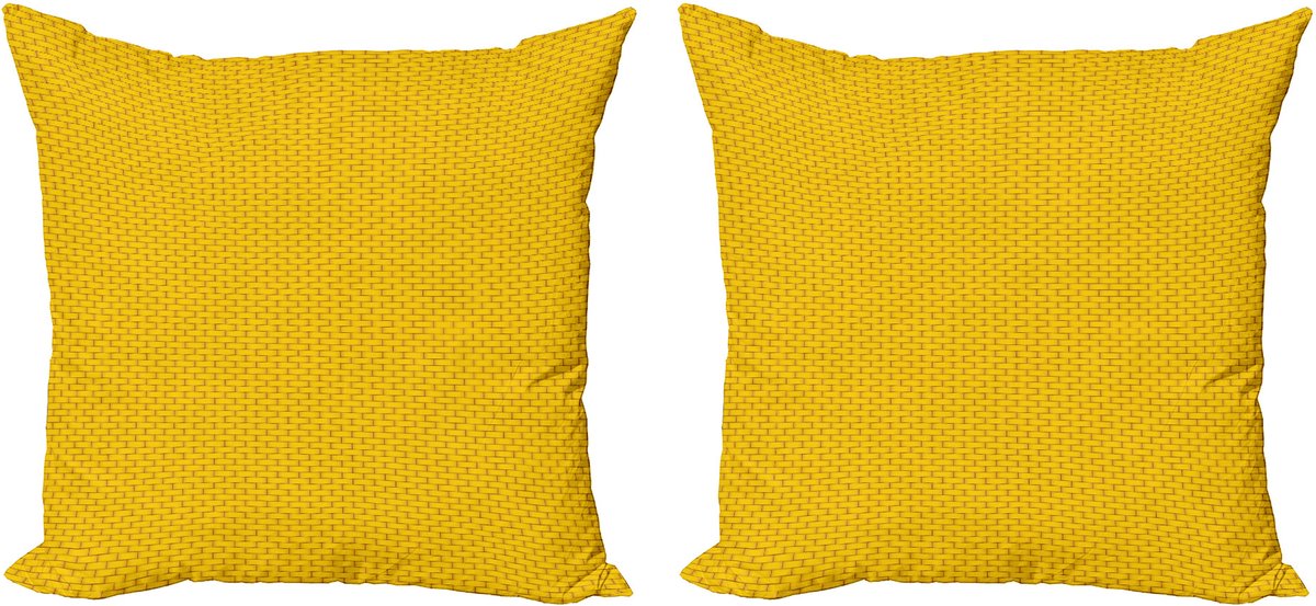 New Bed Baksteen Klassieke Symmetrische Rechthoeken Decoratieve Sierkussenhoes Set van 2 voor Bank Slaapkamer Woonkamer, 51cm x 51cm Gedrukte Kussenhoes Aardegelen, Geel, Bleek Koffie