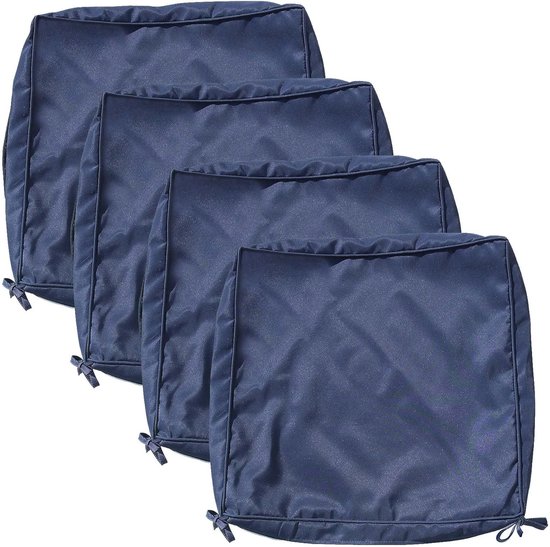 HDmirrorR Set van 4 stoelkussens met een boog koordkussen voor ratanstoelen & meer stoelbekleding velours - fluwelen zitting 43 x 40 x 5 cm Zitkussen 4-pack (Grafiet