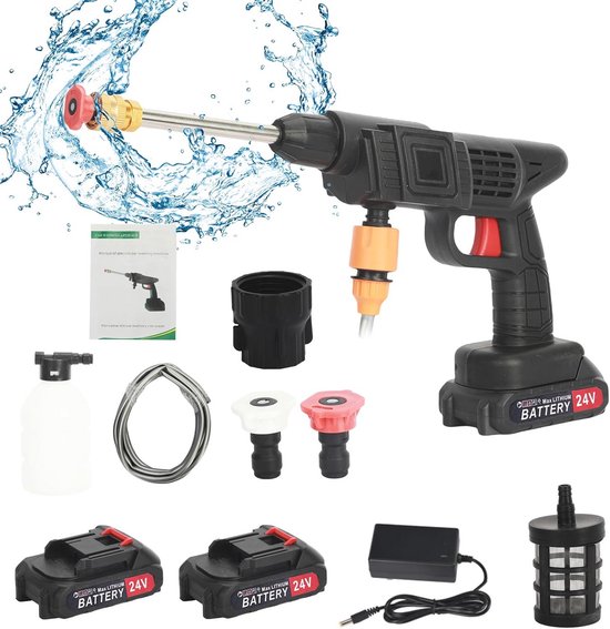 Dewalt Accu-hogedrukreiniger met 6-in-1 multifunctionele sproeikop, 18 V, 45 bar met 5 m slang, schuimkan, voor het wassen van