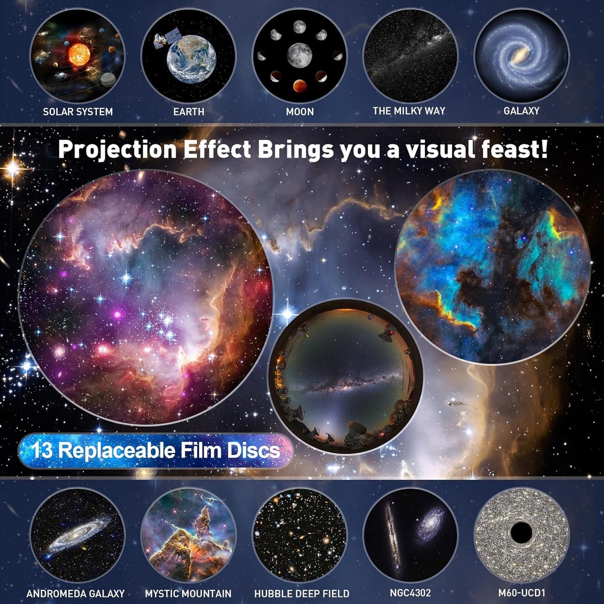 Galaxy 13 in 1 planetarium ster projector - zonnestelsel voor kinderen slaapkamer plafond decor - realistisch sterrenhemel nachtlampje met timer, dynamische meteoor, RGB-lichteffecten Galaxy 13 in 1 planetarium ster projector - zonnestelsel voor kinderen slaapkamer plafond decor - realistisch sterrenhemel nachtlampje met timer, dynamische meteoor, RGB-lichteffecten