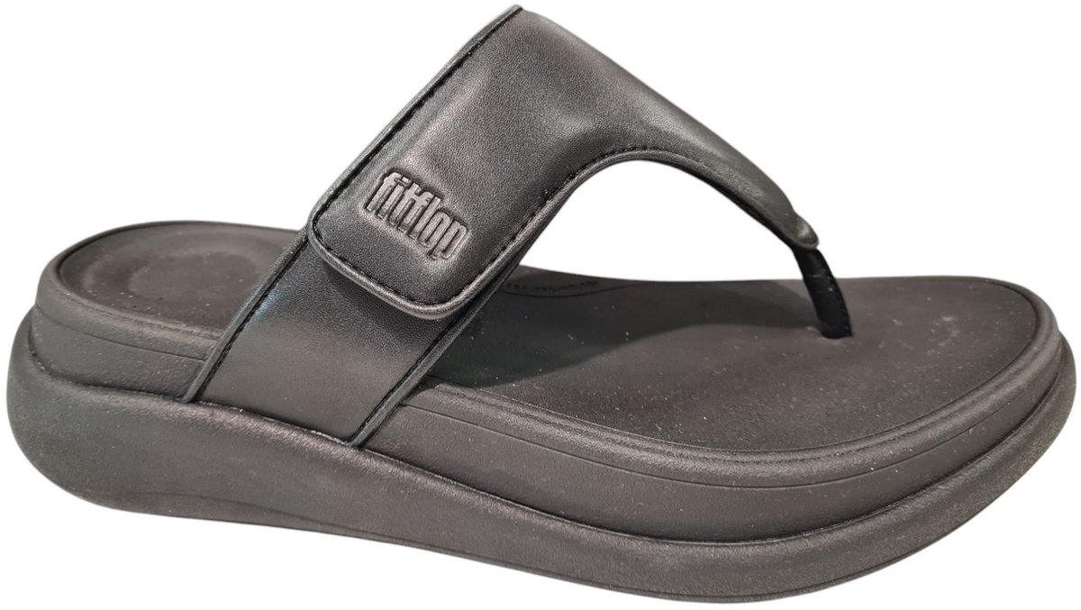 FitFlop F-Mode Go Adjustable Flatform Toe-Post Sandals Dames Slippers - Zwart
