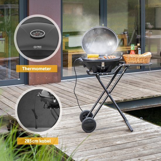 TZS First Austria Elektrische BBQ XXL - met Grillplaat - 2400 W - Grilloppervlak 44 x 33.5cm - Zwart van TZS First Austria — afbeelding 3
