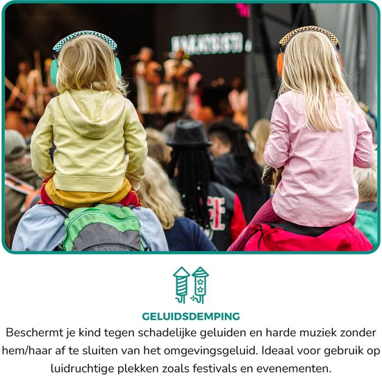 Alecto Gehoorbescherming Kinderen - Dempt harde geluiden - Bescherming tegen harde muziek bij Carnaval - Verhoogd concentratie - BV-71 Oorkappen - Groen
