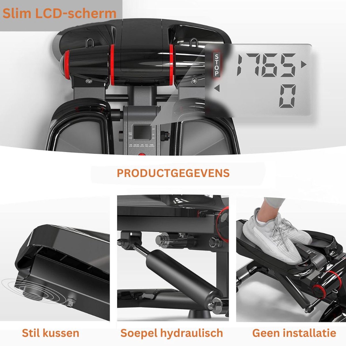 ApexArte® Stepper Fitness - Hometrainer - Crosstrainer Mini - Zwart thumbnail 6
