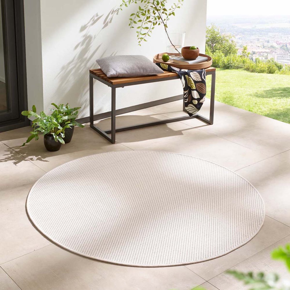 Rond buitenkleed - Elara crème 160 cm