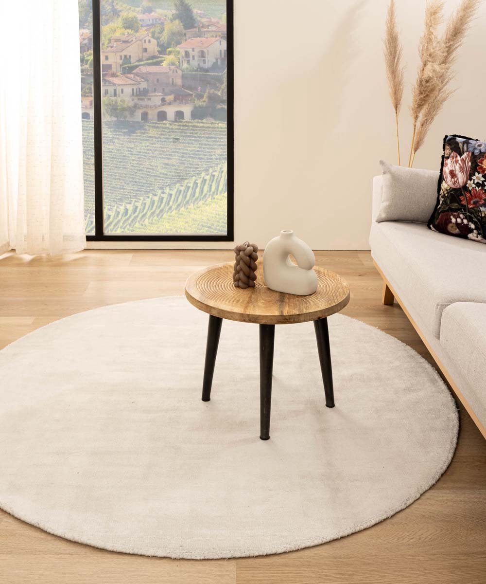 Viscose vloerkleed rond - Glamour wit 250 cm